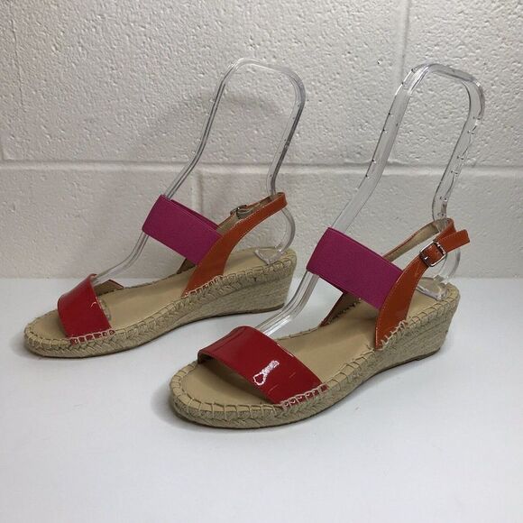 Carmen Saiz Anthropologie Womens Patent Leather Espadrille Wedge Sandals Size 39 - Picture 3 of 12